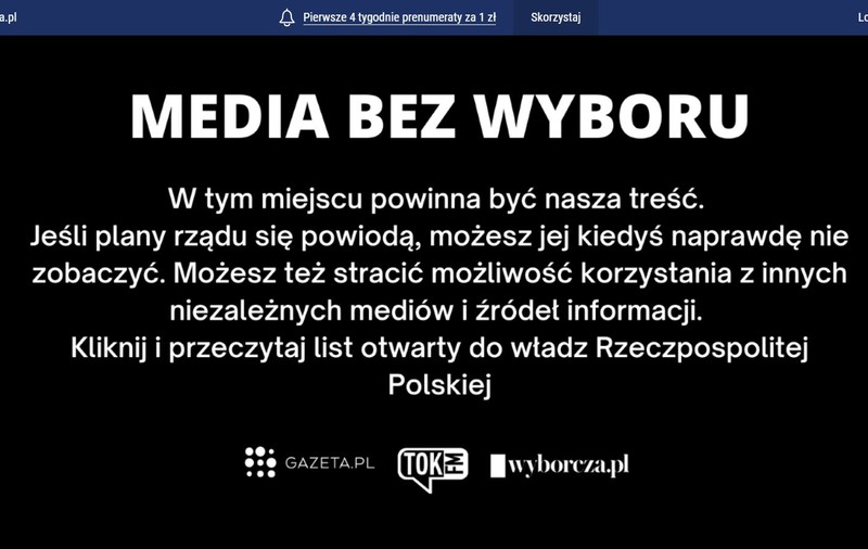 Presa independentă din Polonia și-a suspendat activitatea, în semn de protest față de un nou impozit pe veniturile din publicitate propus de guvern