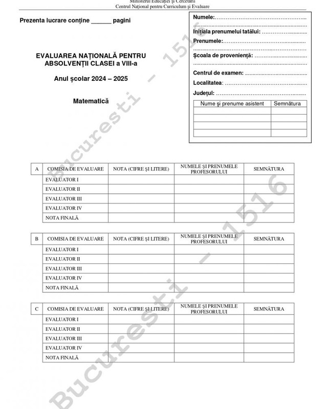 Subiectele la Matematică la Evaluarea Națională 2025. Ce a picat la a doua probă a examenelor pentru clasa a 8-a