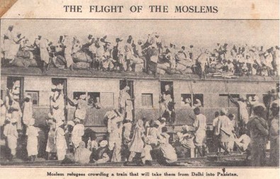 Refugiați musulmani, într-un tren care pleacă din New Delhi spre Pakistan FOTO: The Manchester Guardian, august 1947
