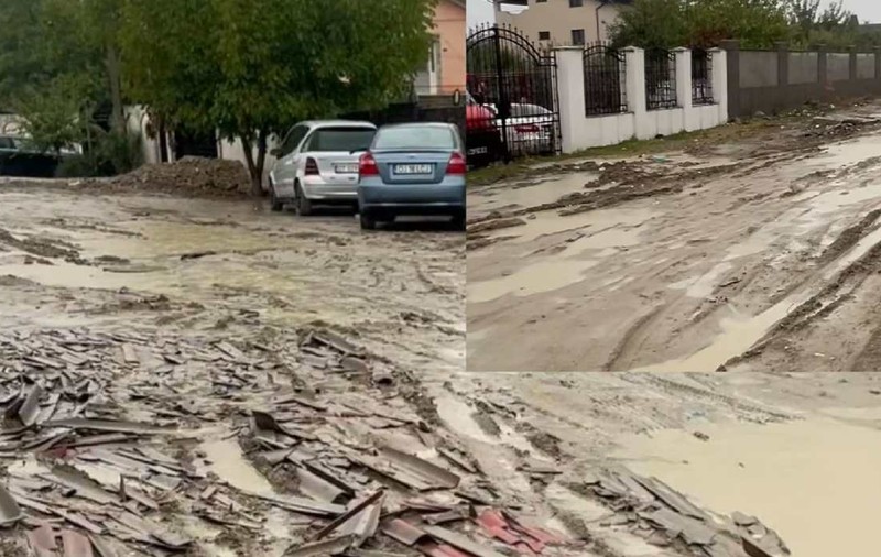 Străzile de la periferia orașului Craiova sunt pline de noroi după fiecare ploaie: „Umblăm cu cizme de cauciuc”