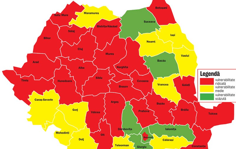 25 de judeţe grav afectate de criză