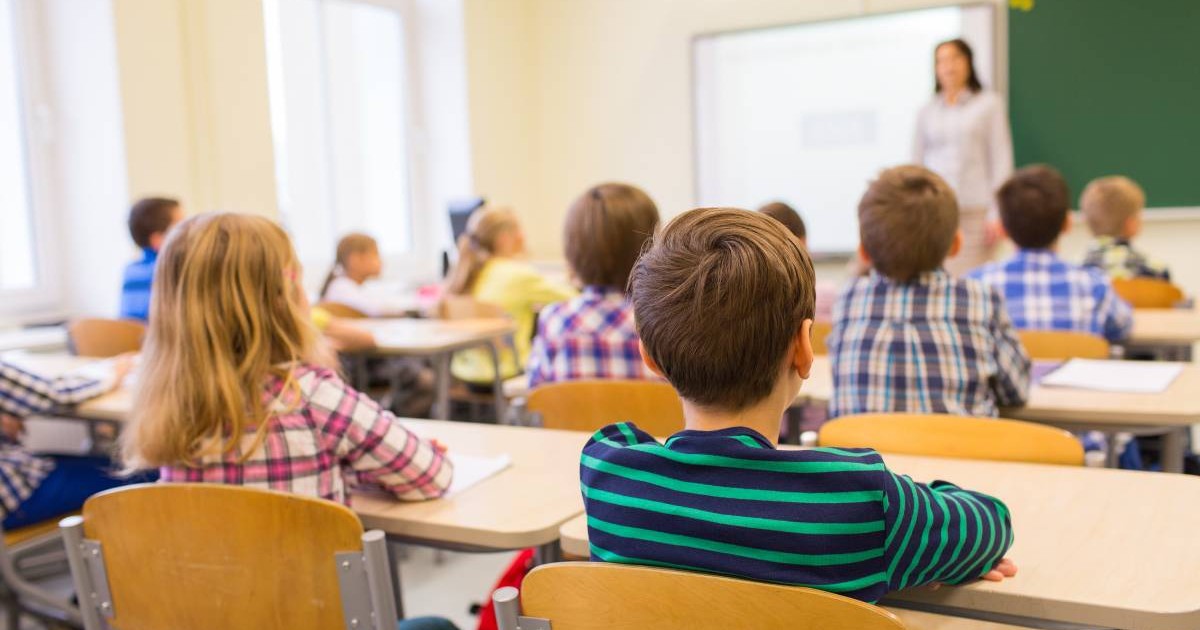 Mai mulți elevi în sala de clasă, în timpul unei ore