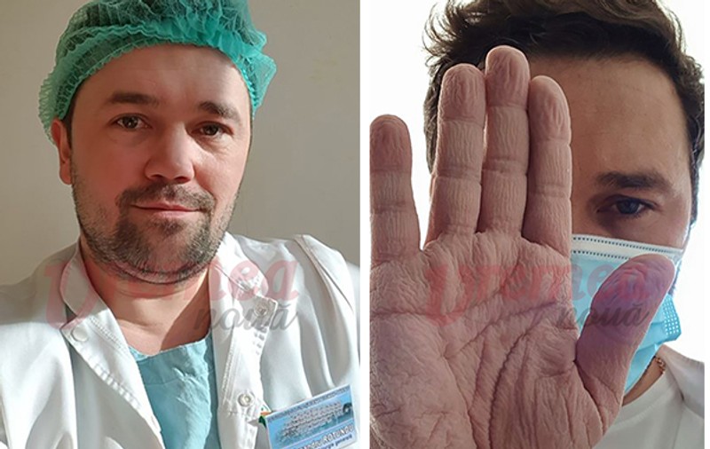 Aşa arată mâna unui chirurg care a salvat un om, după ce a operat patru ore, la aproape 30 de grade Celsius