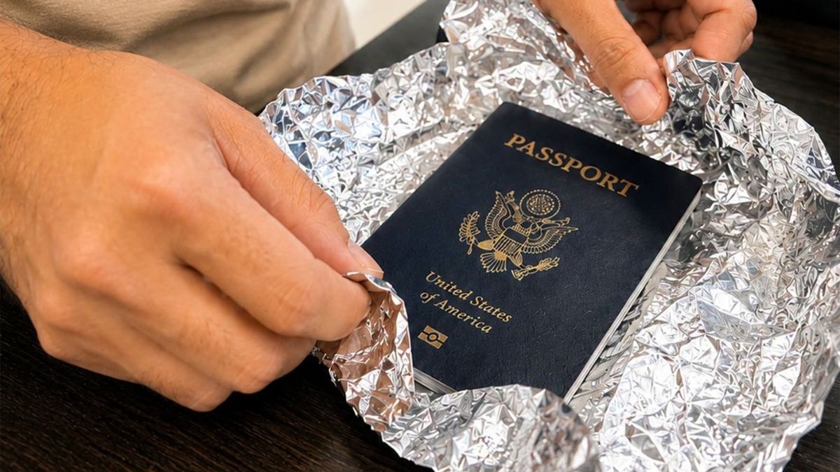 pasaport american invelit in folie de aluminiu