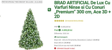 Bradul artificial care costă aproximativ 1.000 de euro | Captură pagina online