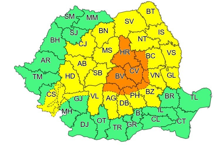 Codul portocaliu este valabil până la ora 18.00