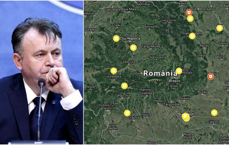 Harta cu spitalele afectate din România. Ministrul desemnat Nelu Tătaru le va cere medicilor infectați și fără simptome să trateze pacienții cu COVID-19