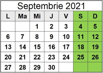 Zile libere 2021- în calendarul lunii septembrie nu sunt sărbători legale