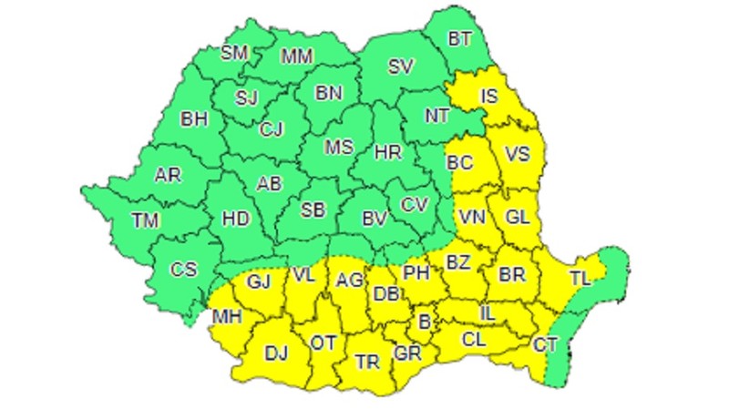 Harta județelor afectate de caniculă
