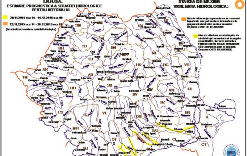 Risc de inundații, doar în județul Giurgiu