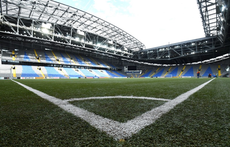 epa05521962 Football pitch at the Astana Arena stadium is being prepared for tomorrow's 2018 FIFA World Cup qualifier game Kazakhstan - Poland in Astana, Kazakstan, 3 September 2016. EPA/BARTLOMIEJ ZBOROWSKI POLAND OUT