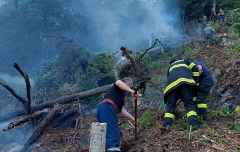 Zeci de pompieri, silvicultori și salvamontiști din Mureș încearcă să stingă un incendiu de pădure care arde de 24 de ore