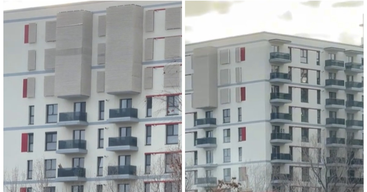 Blocurile de pe bulevardul Timișoara din București, care au blocate geamurile și balcoanele de la ultimele etaje