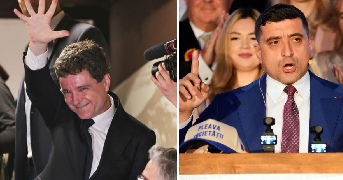 Nicușor Dan (stânga) și George Simion (dreapta)