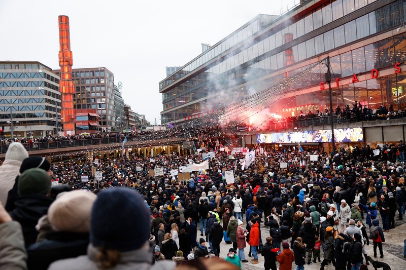 Protest față de pașaportul COVID în capitala Suediei | Foto: Profimedia