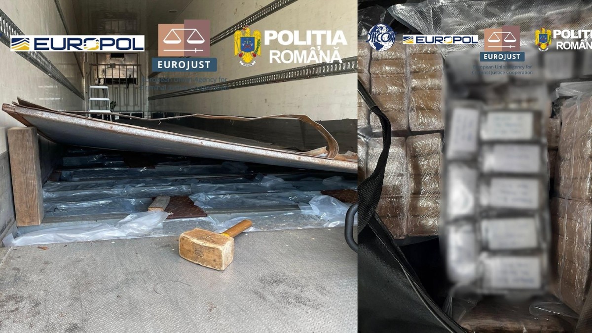 Colaj DIICOT: remorca unui TIR și mai multe pachete ambalate care conțineau droguri