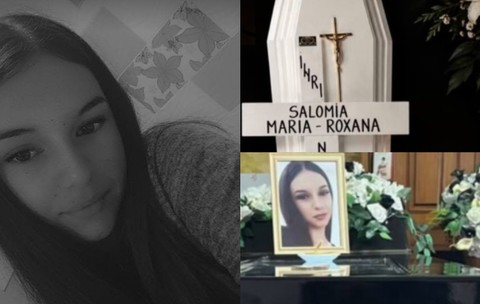Imaginile durerii de la înmormântarea Mariei Roxana, una dintre victimele tragediei din Vâlcea. Tânăra de 18 ani a fost condusă pe ultimul drum într-un sicriu alb