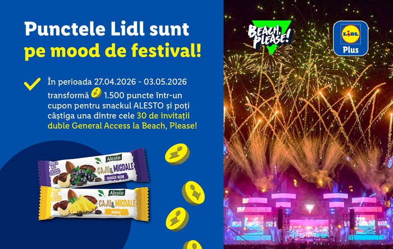 Schimbă Puncte Lidl pe gustări Alesto și poți câștiga invitații la Beach Please!