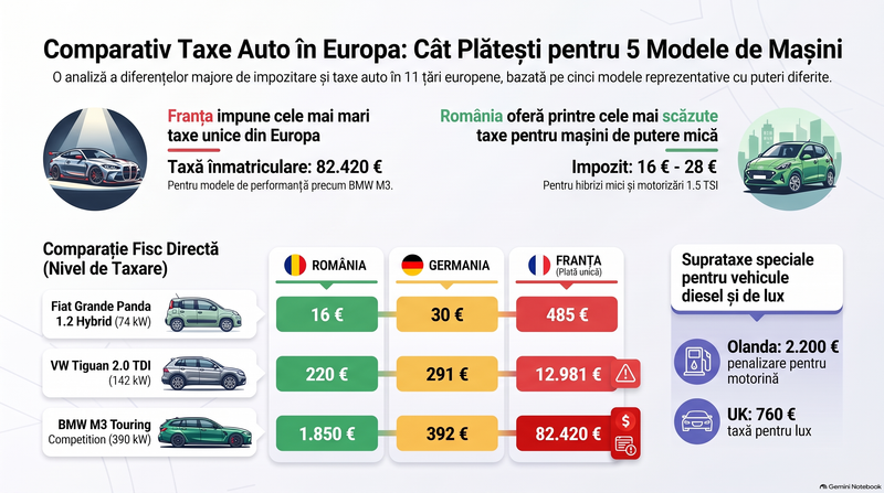 Impozitul auto se calculează diferit în România și în restul Europei / Imaginea realizată cu AI