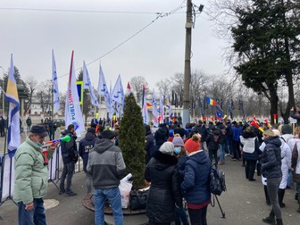 Membrii sindicatului polițiștilor europeni EUROPOL au protestat în fața Palatului Cotroceni. Foto: Sindicatul EUROPOL