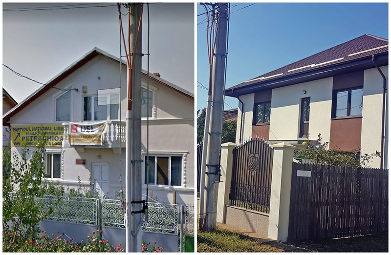 Casa primarului Mihai Dobre în anul 2012, stânga, și în 2019