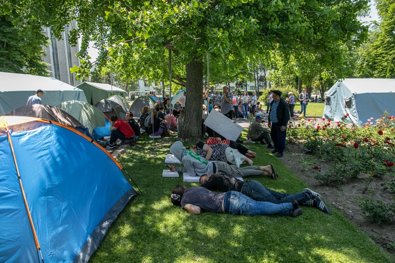 Manifestanţi pro-Plahotniuc, în faţa Guvernului