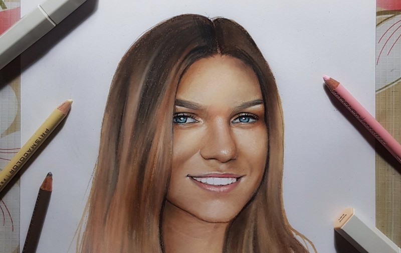 Simona Halep a fost desenată de un tânăr de 19 ani. "Sper să-ți placă"