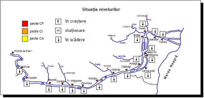 Debitul la intrarea în ţară (secţiunea Baziaş) a fost staţionar la valoarea de 1850 m3/s, sub media multianuală a lunii iulie (4700 m3/s) Foto: INGHA