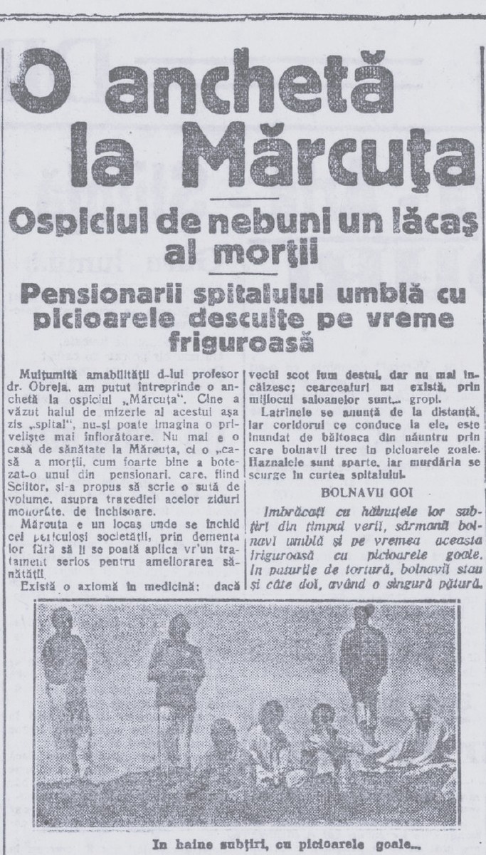 Un articol din presa vremii despre ospiciul Mărcuța, Sursă foto: Secția Periodice / Biblioteca Centrală Universitară “Mihai Eminescu”