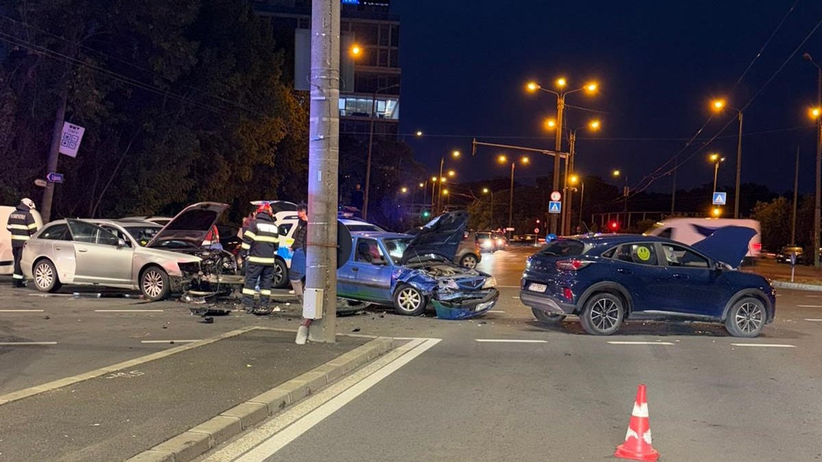 Accident în lanț la Timișoara. Foto Timiș Online
