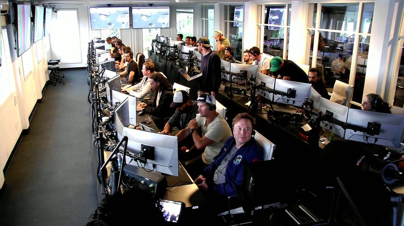 epa10581899 A frame grab from a handout livestream video released by SpaceX showing Elon Musk (C, front) in the command center during the launch of inaugural test flight of Starship on the second attempt at the SpaceX launch facility in Boca Chica, Texas, USA, 20 April 2023. The initial launch attempt was scrubbed on 17 April, due to a stuck valve. EPA-EFE/SPACEX HANDOUT HANDOUT EDITORIAL USE ONLY/NO SALES