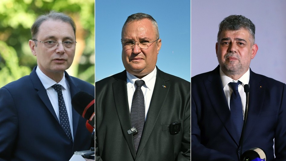 Luca Niculescu, Nicolae Ciucă, Marcel Ciolacu. Sursa foto: Dumitru Angelescu, Agerpres