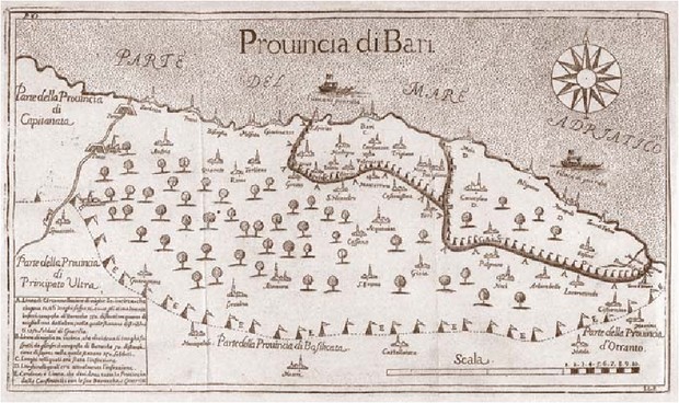 Fillipo Arrieta a realizat prima hartă a răspândirii ciumei în zona Bari, în 1692