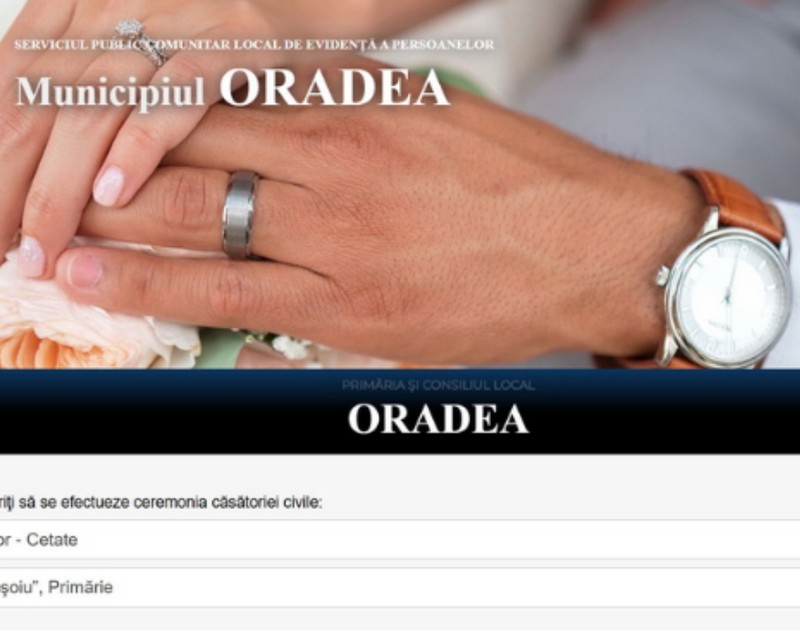 În Oradea, căsătoriile civile vor fi oficiate din 2025 doar la Primărie sau în incinta Cetăţii