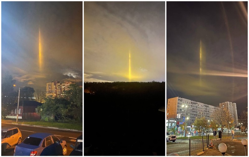 Coloane de lumină galbenă pe cer, la Belgorod, lângă granița cu Ucraina, oamenii au crezut că Rusia a folosit „cele mai recente arme”