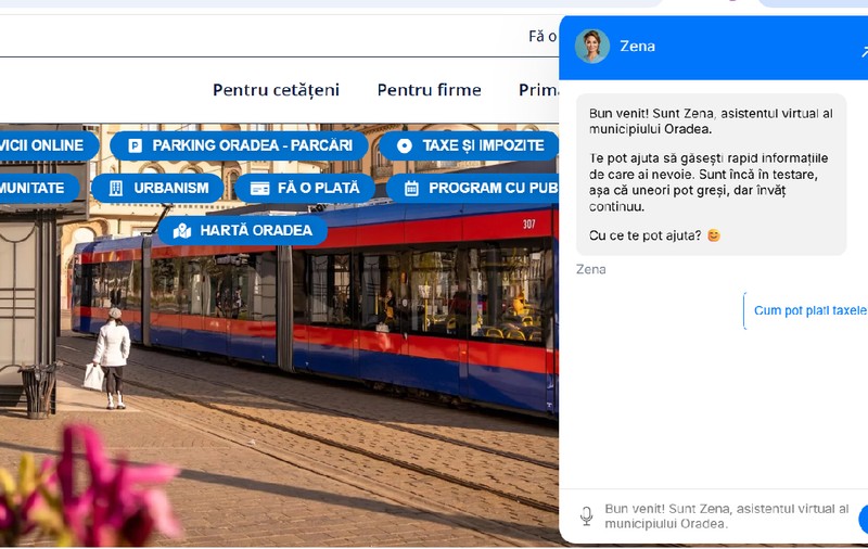Asistentul AI al Primăriei Oradea, configurat de un milionar român stabilit în SUA, le sugerează cetățenilor să-și plătească taxele