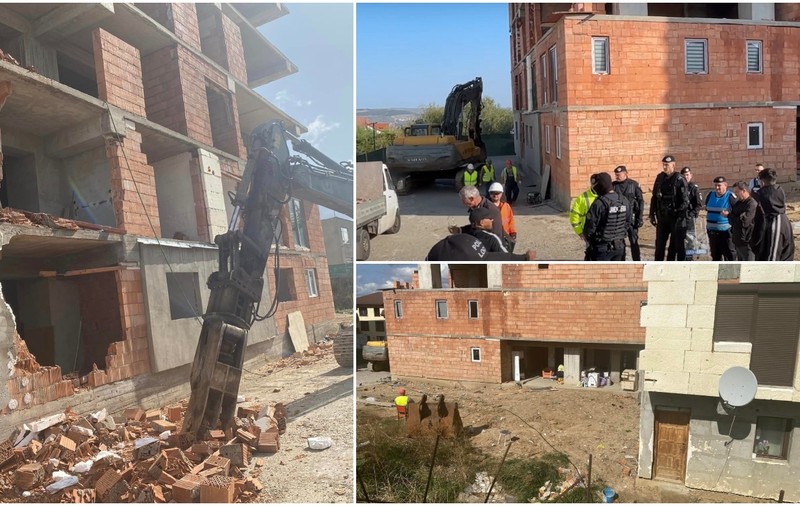 Un bloc de locuințe construit ilegal în Cluj-Napoca e demolat, după ce locatarii au fost evacuați