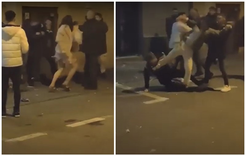 VIDEO| Nouă francezi, femei și bărbați, s-au bătut sălbatic în fața celui mai cunoscut club de noapte din Cluj