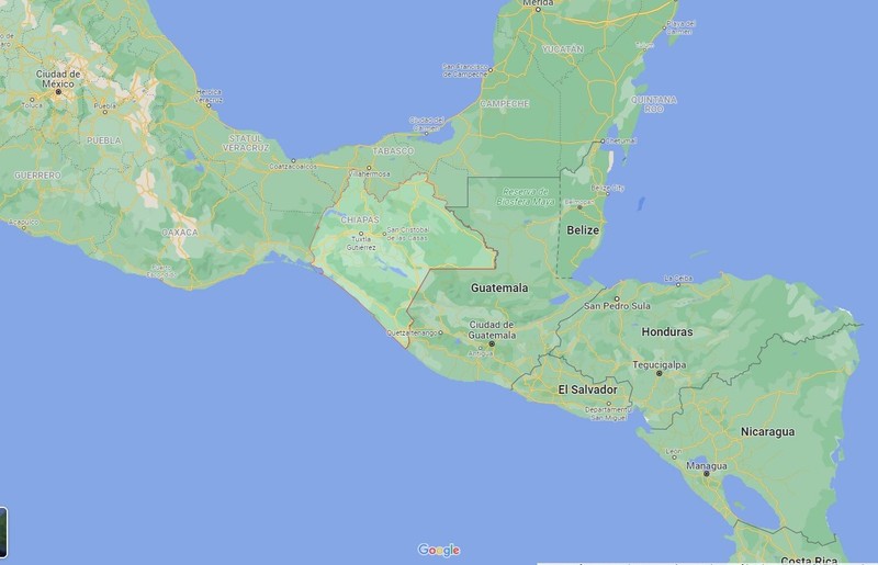 Chiapas, care se învecinează cu Guatemala, este un punct important de tranzit pentru migranții fără acte. Foto: Google Maps