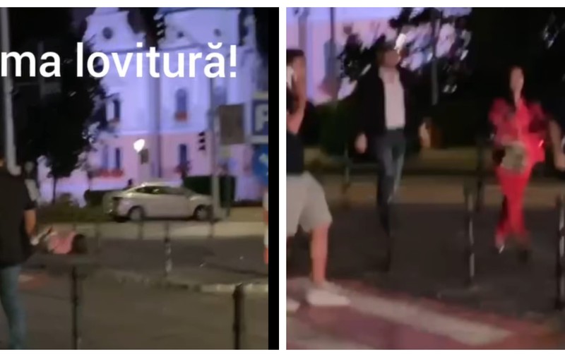 VIDEO | Imagini cu momentul în care o tânără este lovită cu sălbăticie, chiar în centrul Brașovului. Agresorul a fost reținut
