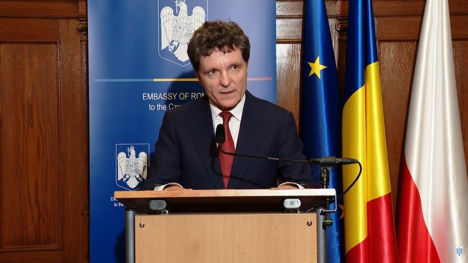 Nicușor Dan, în conferința de presă de la Praga. Foto: Administrația Prezidențială
