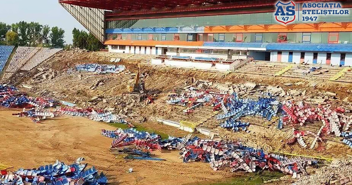 Stadionul Steaua este dărâmat în ritm alert. Imagini incredibile din urmă cu puțin timp