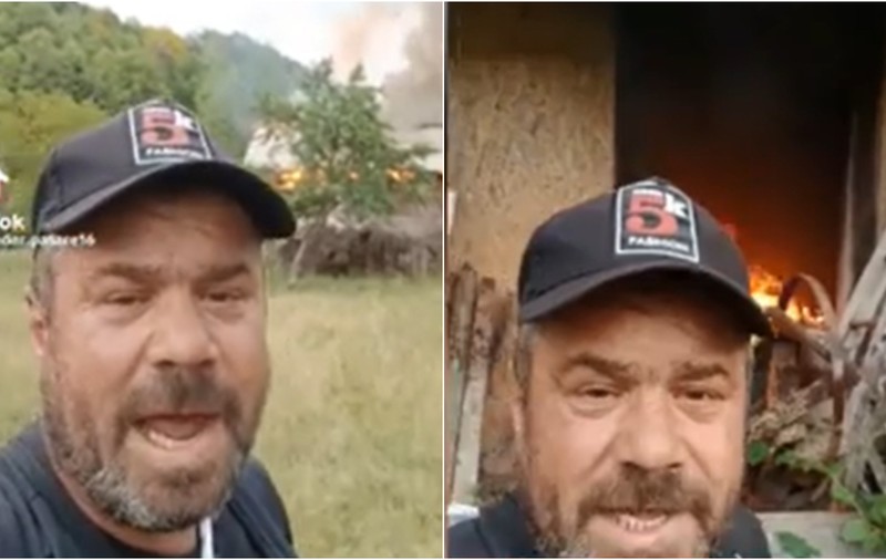 Un bărbat din Maramureș s-a filmat când îi incendia curtea vecinului său, după care l-a amenințat că îl omoară: „Diseară urmezi tu!” | VIDEO