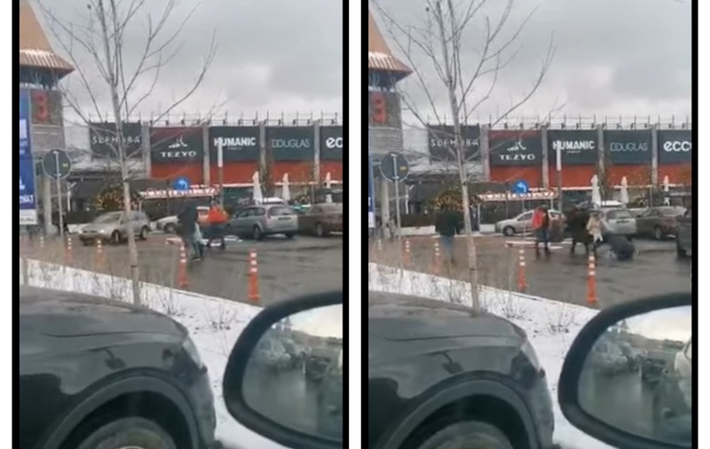 Bătaie cu pumni și picioare, în fața unui mall din Cluj-Napoca, pentru un loc de parcare