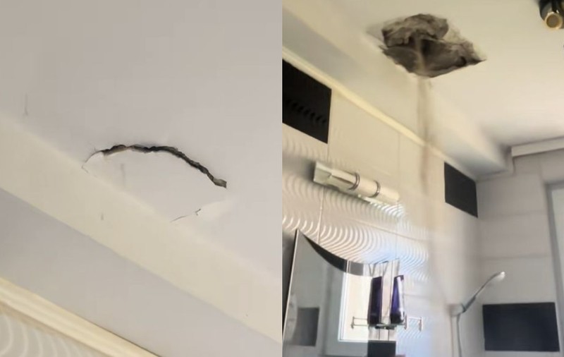 Un tânăr s-a trezit cu tavanul de la baie găurit de vecinul care făcea renovări în apartament, în timp ce făcea duș