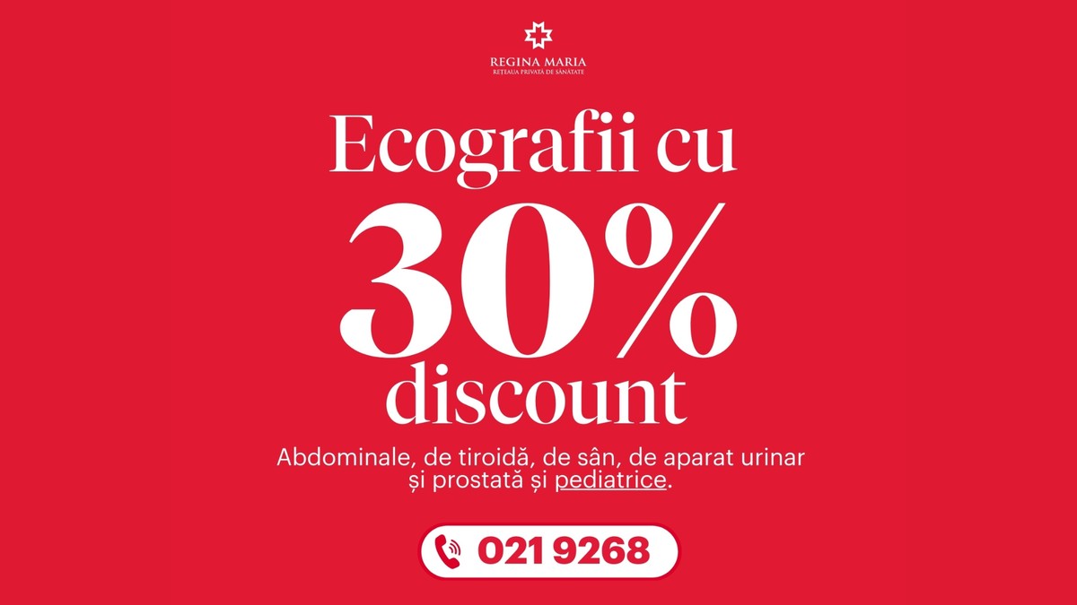 Ecografii cu 30% discount la Regina Maria