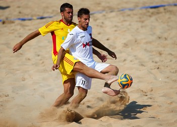 JESOLO, ITALY- SEPTEMBER 08: FIFA Beach Soccer Qualifier Europe World Cup 2015 at Spiaggia del Faro on September 08, 2015 in Jesolo, Italy. (Photo by Manuel Queimadelos)