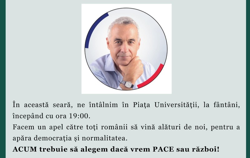 Susținătorii lui Călin Georgescu organizează o manifestație în București: „Să alegem dacă vrem pace sau război”