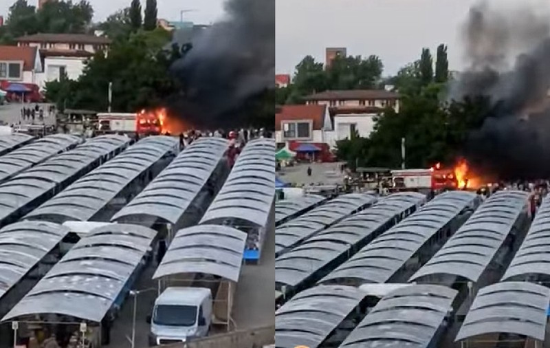 O tonetă de langoși din Timișoara a luat foc din cauza uleiului încins