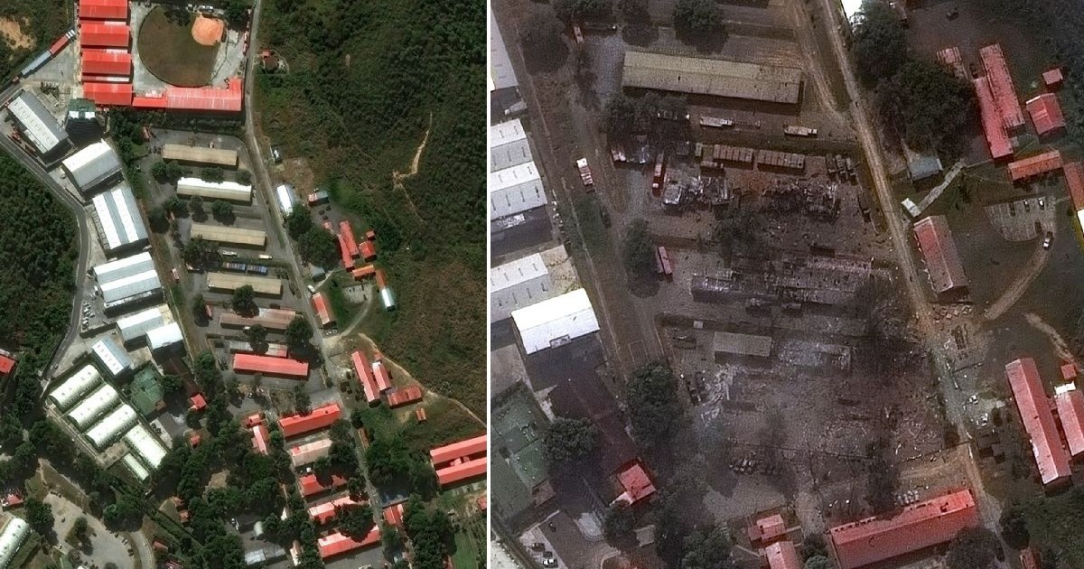 Imagini din satelit arată pagubele provocate de atacul american asupra Fort Tiuna din Venezuela, situl militar unde președintele Nicolas Maduro și soția sa au fost arestați vineri noaptea.